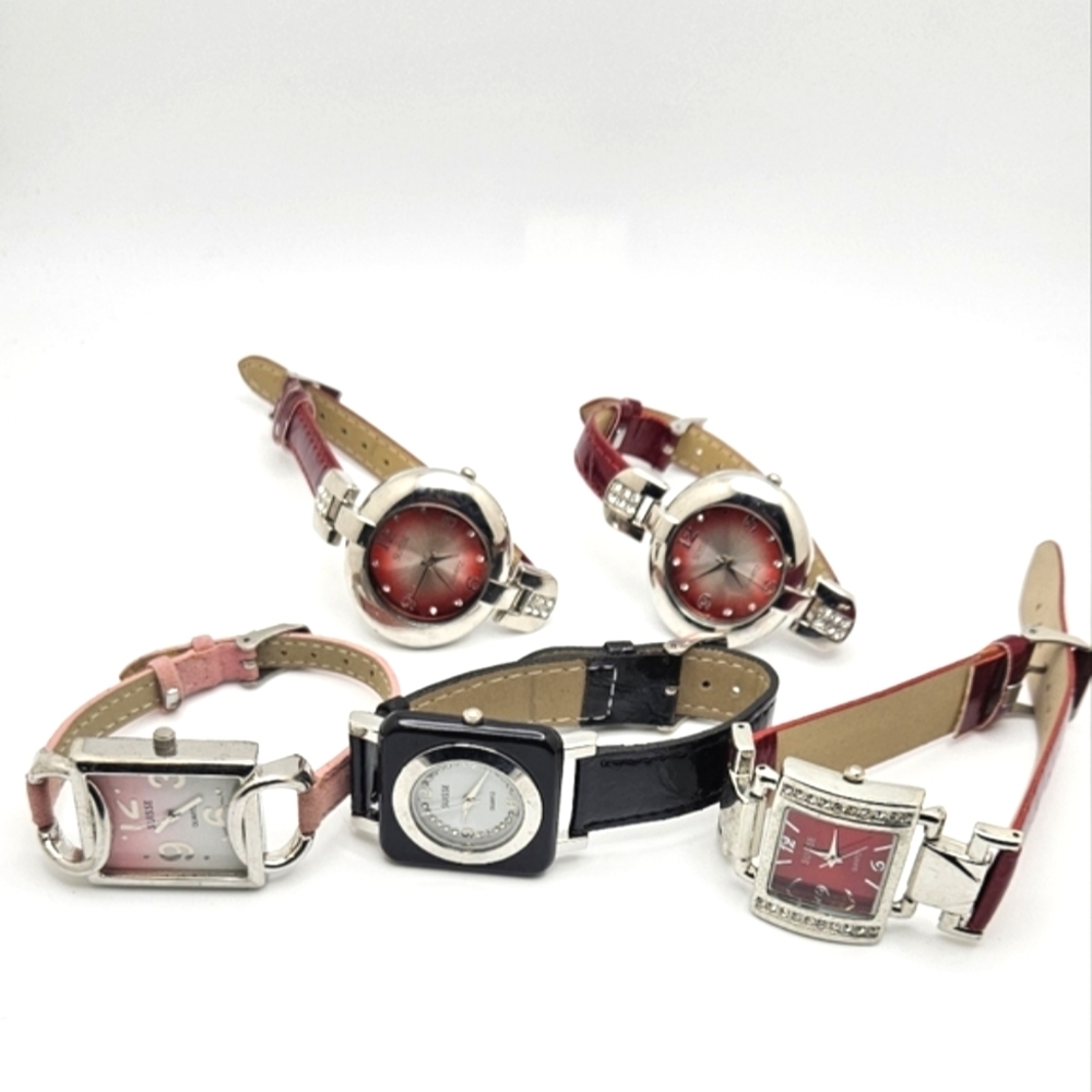 🟢3/$19🟢 SUISSE 5 piece Watch Collection Red Black Pink - Picture 1 of 6